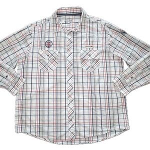 Disney Cruise Line Plaid Shirt Nautical Long Sleeve DCL Cotton White Blue Red XL